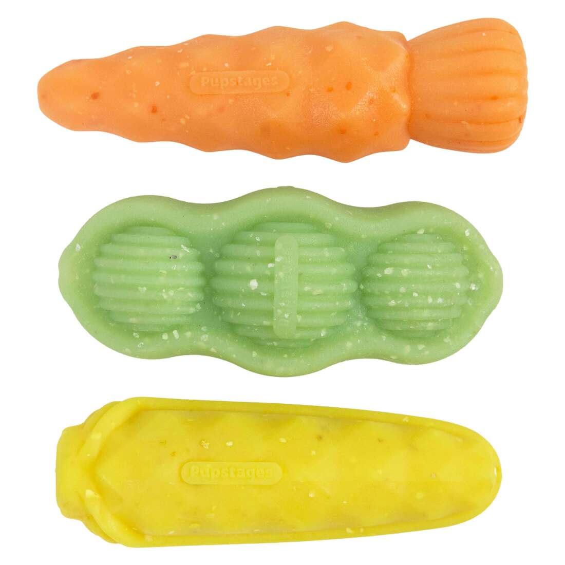 Pupstages Flex-force Veggie Dog Toy, Small, 3 Count
