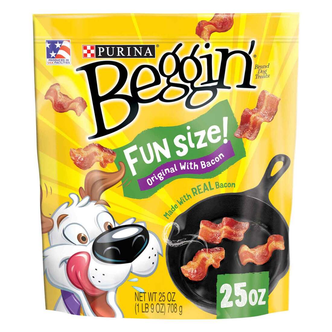 Purina Beggin' With Real Meat Dog Treats, Fun Size Original With Bacon Flavor - 25 Ounce Pouch