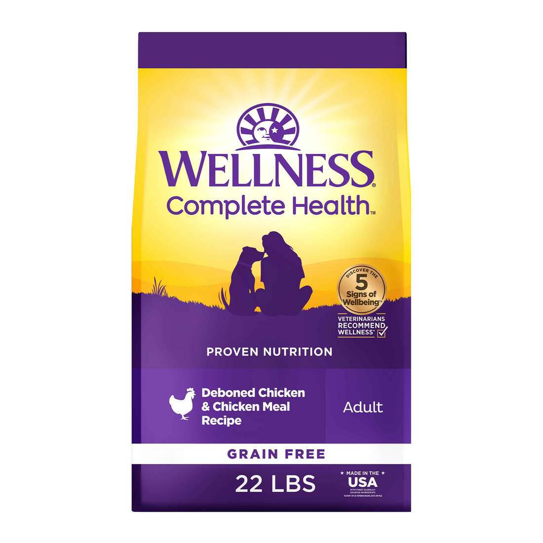 Wellness Complete Health Grain Free Adult Dry Dog Food, Chicken & Chicken Meal Recipe, 22 Pound Bag