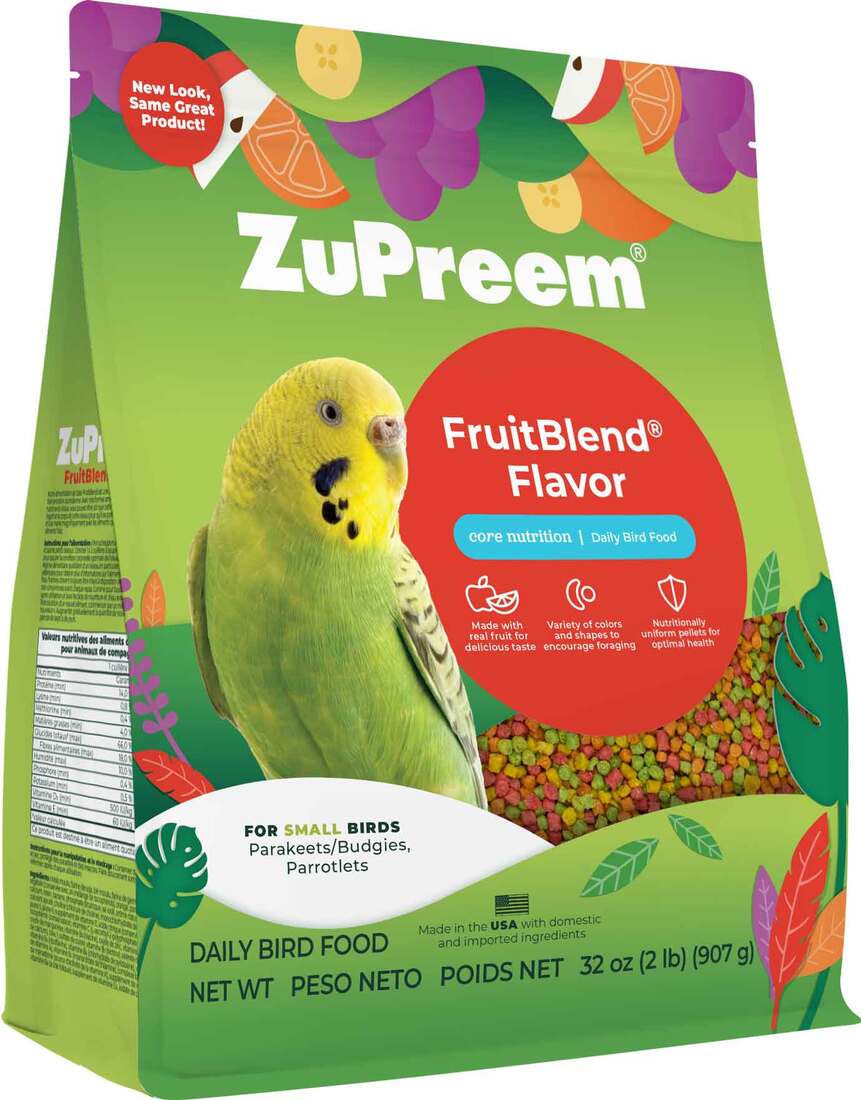 ZuPreem FruitBlend Flavor with Natural Flavors for Small Birds, 2 Pound Bag