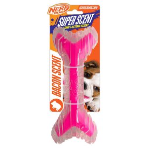 Nerf Super Scent Bone Bacon Dog Toy, 9 Inches
