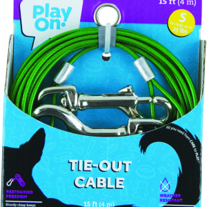 Play On Tie-Out Cable For Dogs, 15 Foot, Small, Up to 25 pounds