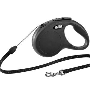 Flexi New Classic Retractable Leash, Small, Cord, 16 Feet, Black