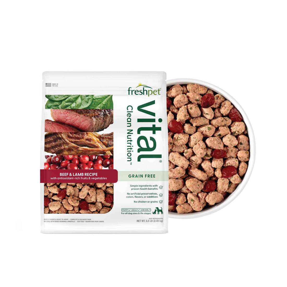 Freshpet Vital, Fresh Dog Food, Grain Free Beef & Lamb Recipe, 5.5 Pounds - Not Available for Delive