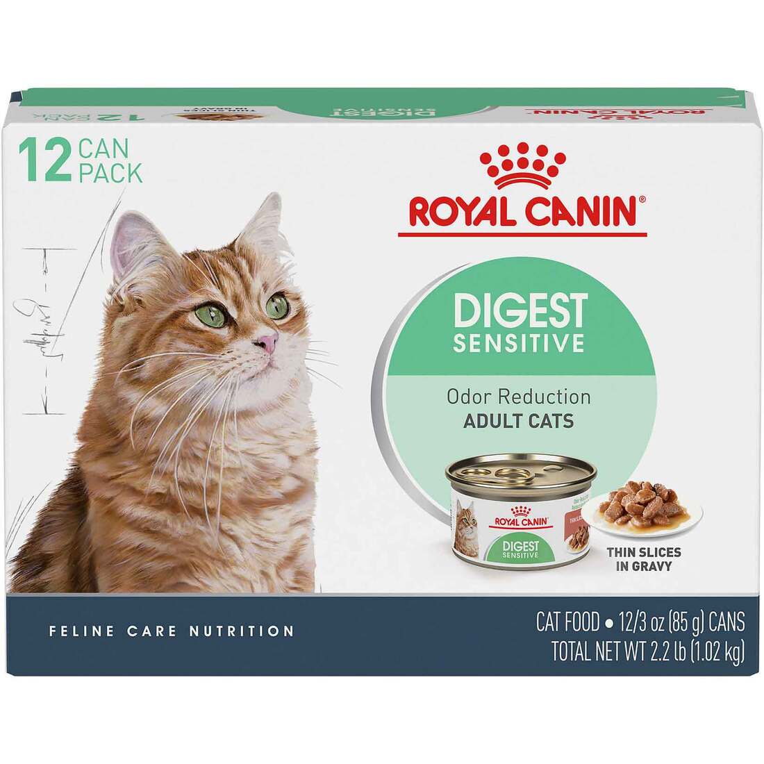 Royal Canin? Feline Care Nutrition? Wet Cat Food, Adult Digest Sensitive Thin Slices in Gravy (12),