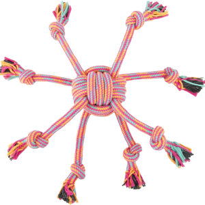 Play On Ball Rope with Multiple Strands Assorted Dog Toy