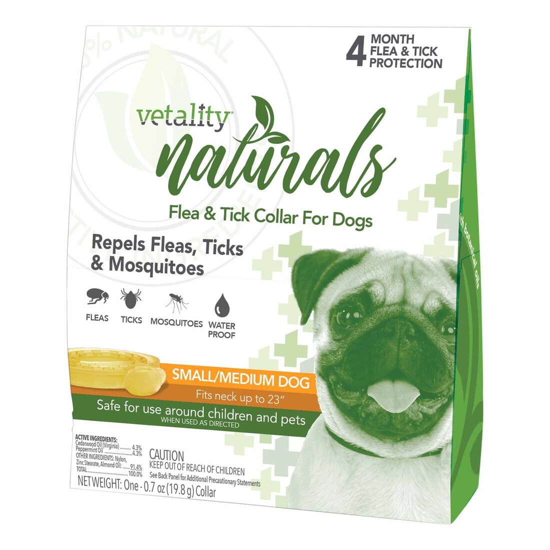 Vetality Naturals Flea & Tick Collar for Small-Med Dogs, 4 Months, 1 Count