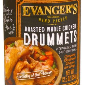 Evangers Grain Free Hand Packed Roasted Whole Chicken Drummets Wet Dog Food, 12 Ounces
