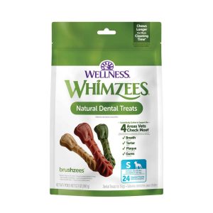 Wellness WHIMZEES Brushzees Dog Dental Treats, Small Size Stick, (24 Count)