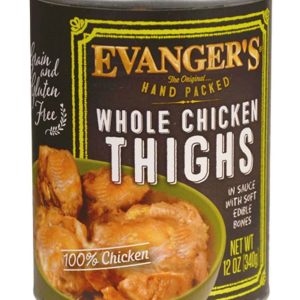 Evangers Hand Packed Grain Free Whole Chicken Thighs Wet Dog Food, 12 Ounces