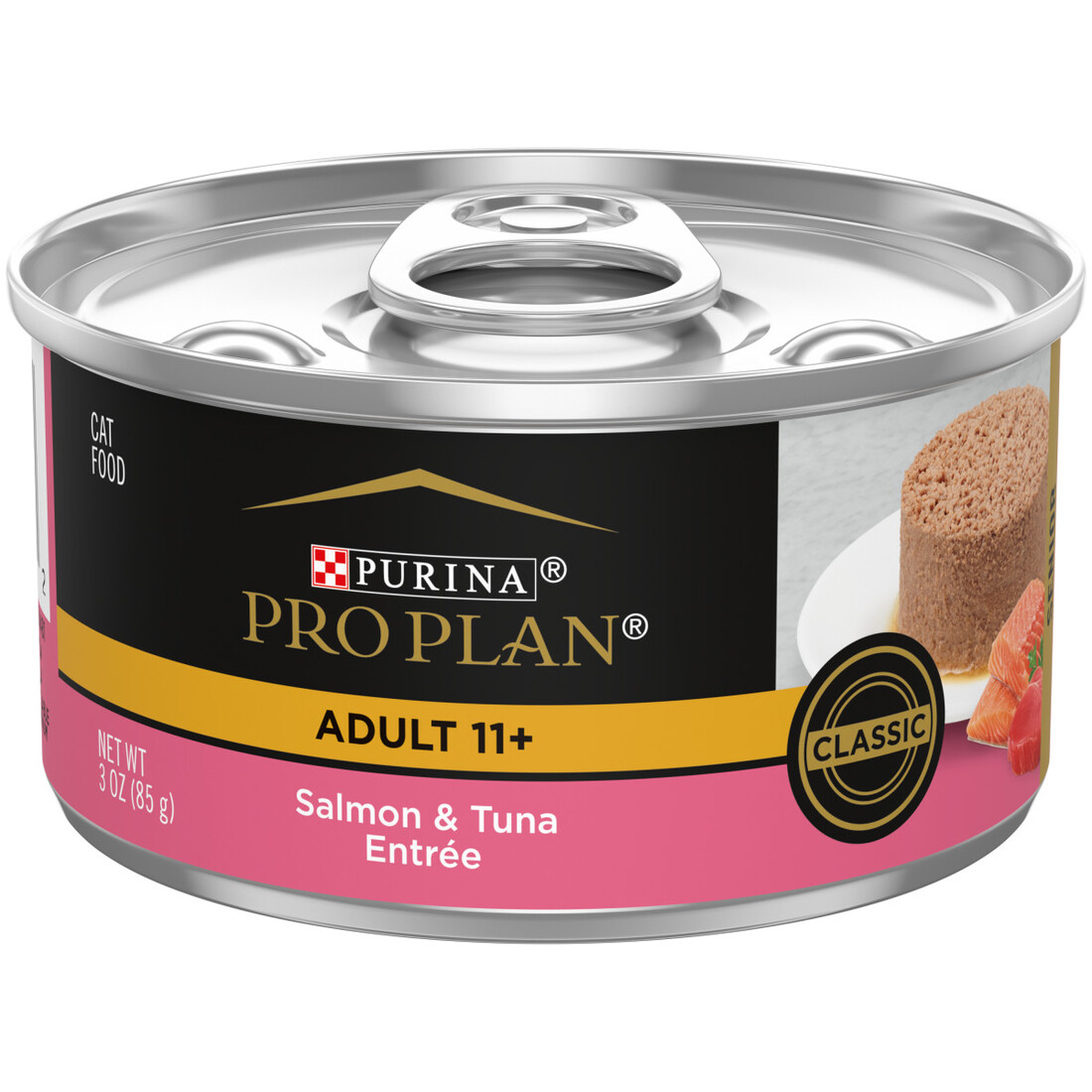 Purina Pro Plan Pate High Protein Senior Wet Cat Food, SENIOR 11+ Salmon & Tuna Entree - 3 Ounce Pul