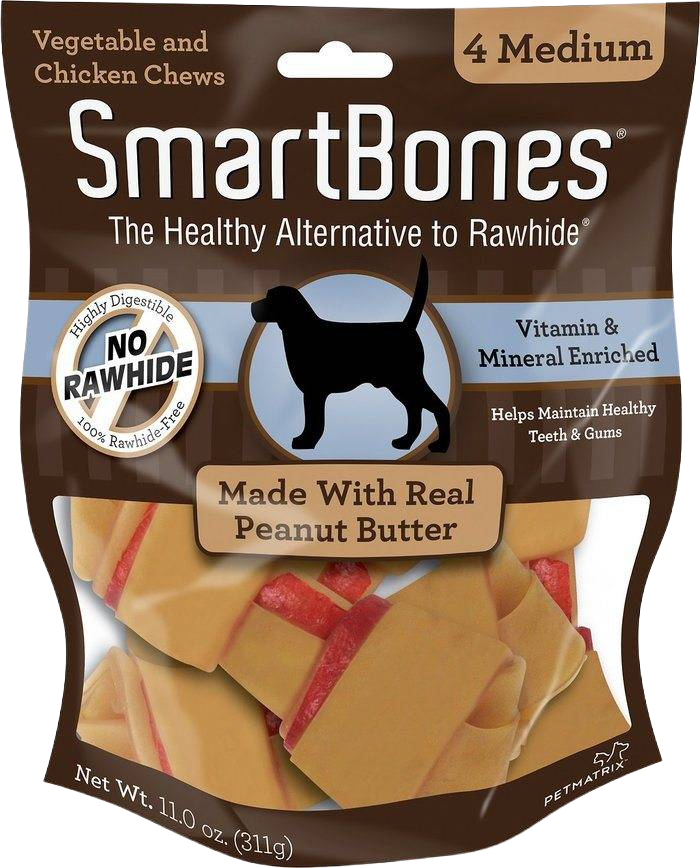 SmartBones Peanut Butter Medium Chews, 4 Pack