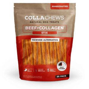 CollaChews Collagen Stix Dog Chews, Beef Flavor - 25 Pack