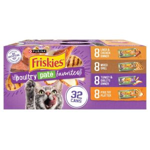 Purina Friskies Poultry Favorites Pate Wet Cat Food Variety Pack - (32) 5.5 Ounce Cans