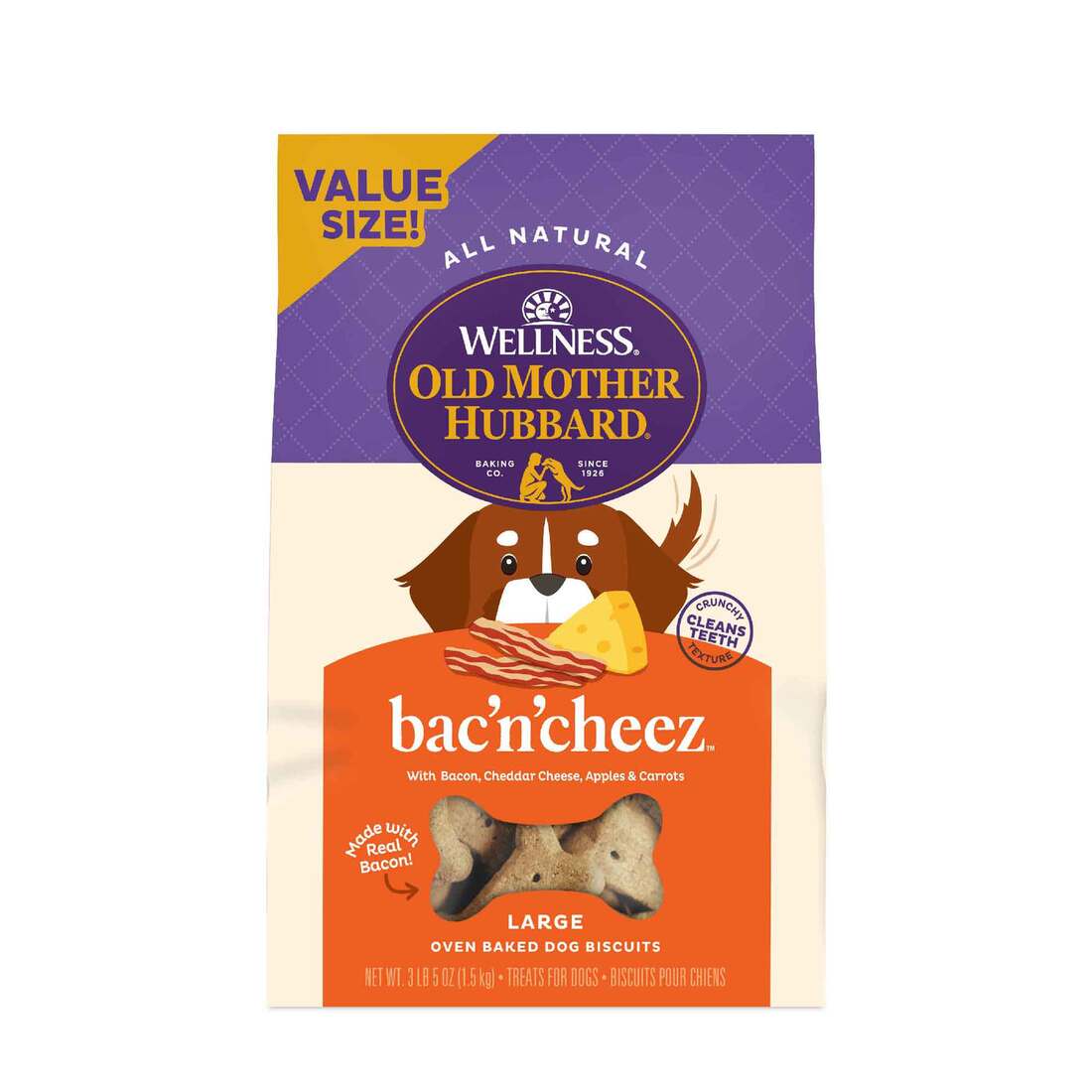 Wellness Old Mother Hubbard Bac'N'Cheez Dog Biscuits, Natural, Training Treats, Bacon & Cheese Flavo