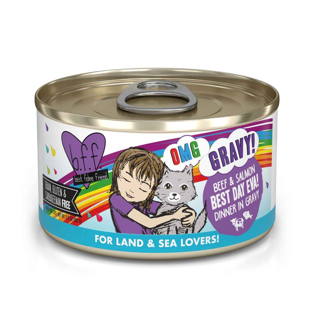 Weruva BFF OMG Natural Wet Cat Food, Beef & Salmon Best Day Eva, 2.8 Ounces