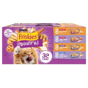 Purina Friskies Wet Cat Food Variety Pack, Poultry Shreds, Meaty Bits and Prime Filets - (32) 5.5 Ou