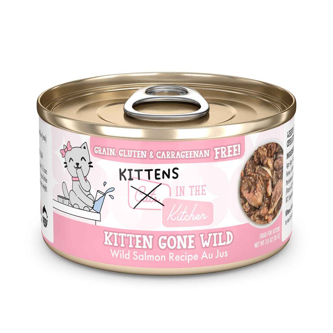 Weruva Cats in the Kitchen Natural Wet Kitten Food, Kitten Gone Wild Salmon, 3 Ounces