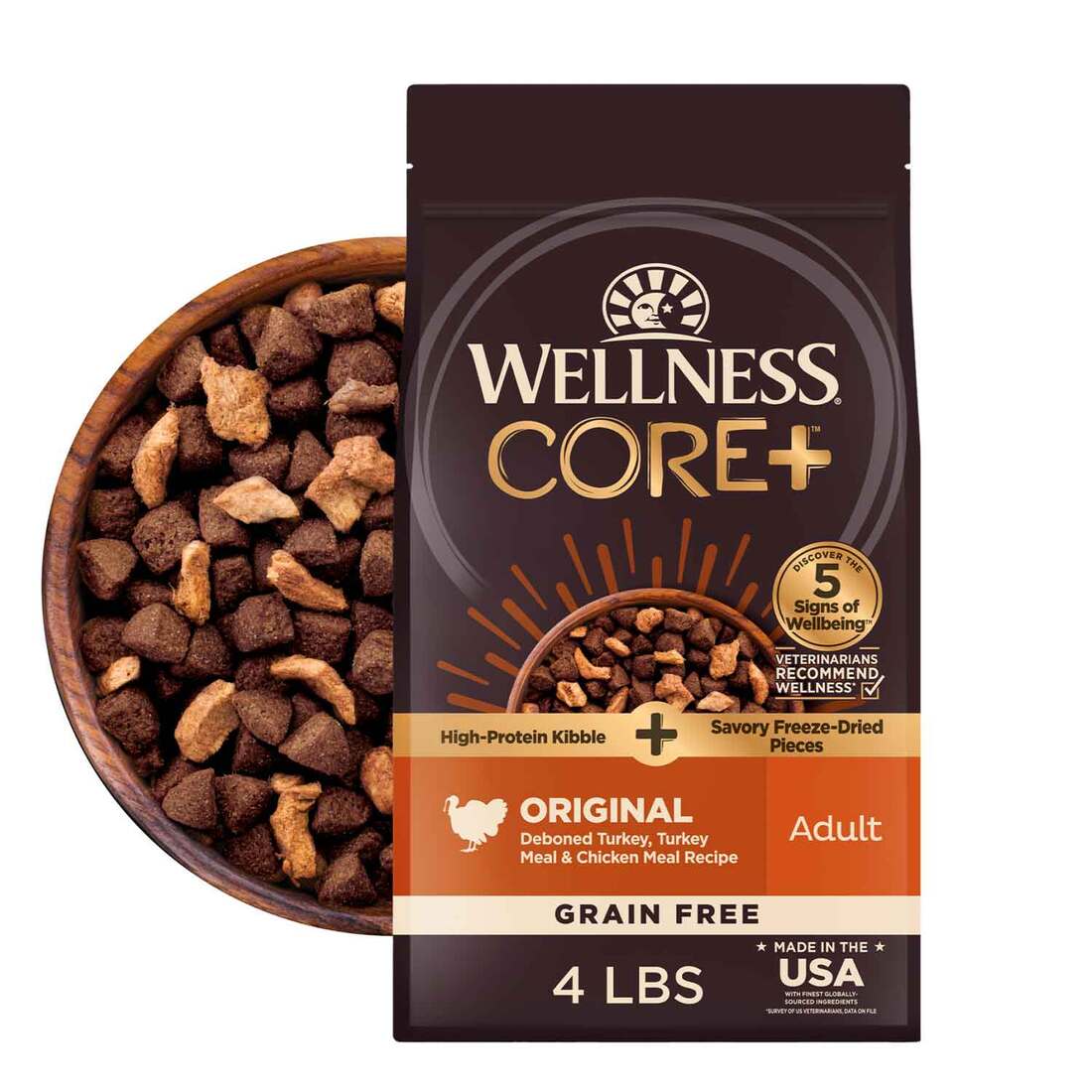 Wellness CORE RawRev Natural Grain Free Dry Dog Food, Original Turkey & Chicken with Freeze Dried Tu - Image 2