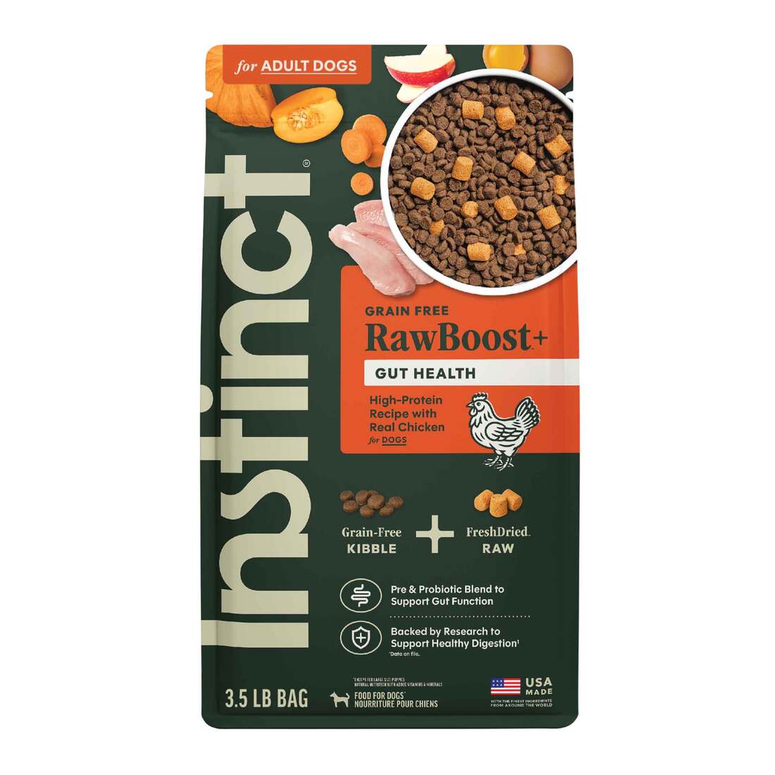 Instinct Raw Boost Gut Health Grain-Free Recipe with Real Chicken Dry Dog Food with Freeze-Dried Raw - Image 2