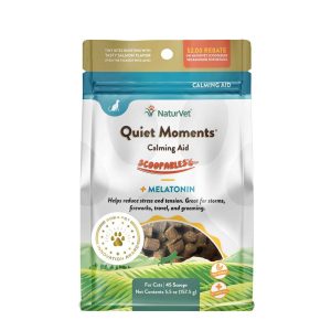 NaturVet Quiet Moments Calming Supplements for Cats, Salmon Flavor, 45 Scoopable Tiny Bites