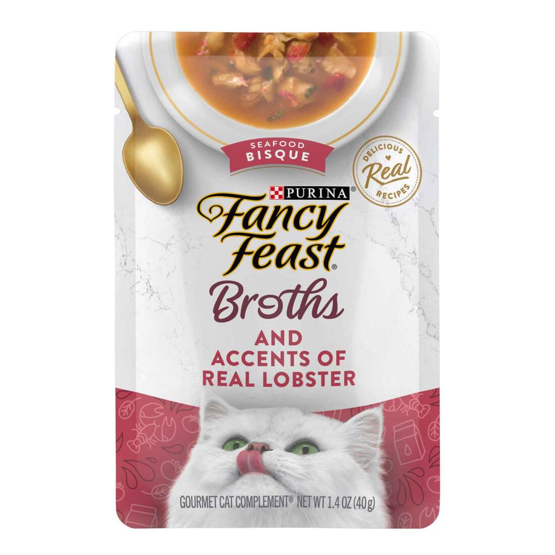 Purina Fancy Feast Lickable Wet Cat Food Broth Topper, Seafood Bisque