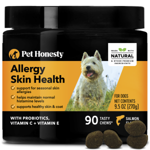 Pet Honesty Allergy Skin Health Supplement for Dogs, Salmon Flavor, 90 Chews