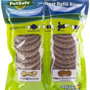 Petsafe Busy Buddy Peanut Butter Rawhide Rings, Large, 24 Count