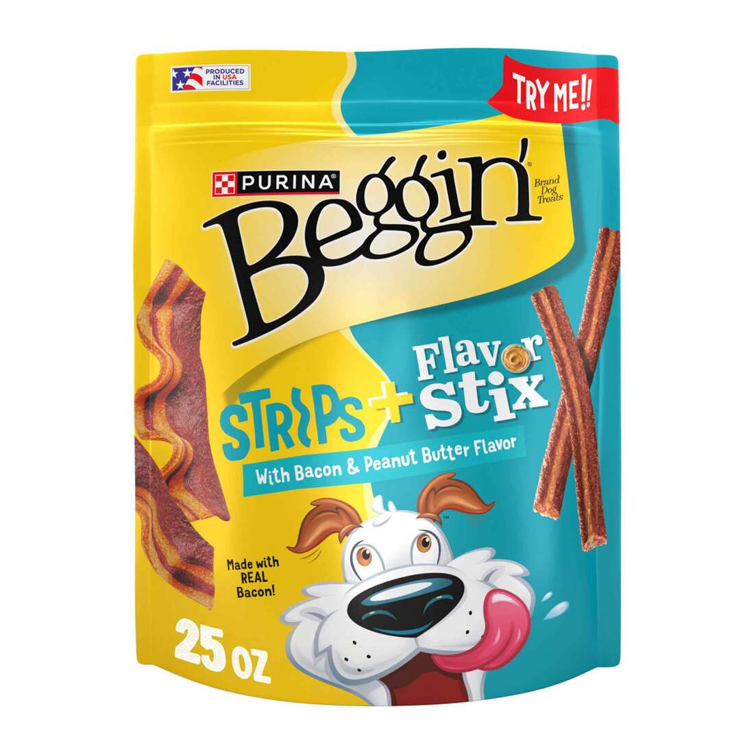 Purina Beggin' Flavor Stix & Strips With Bacon & Peanut Butter Dog Treats - 25 Ounce Pouch