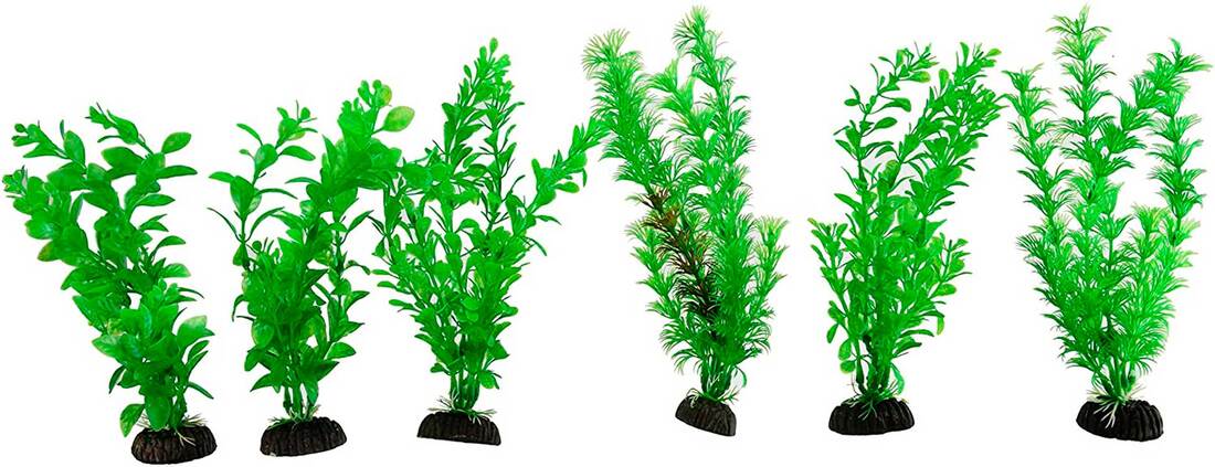 Penn Plax Plastic Plants Green, 8 Inch, 6 Count
