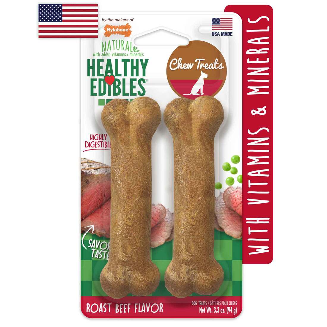 Nylabone Edibles Roast Beef Regular 2 Count