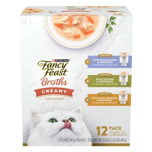 Purina Fancy Feast Lickable Broth Topper Complement Creamy Wet Cat Food Variety Pack - (12) 1.4 Ounc