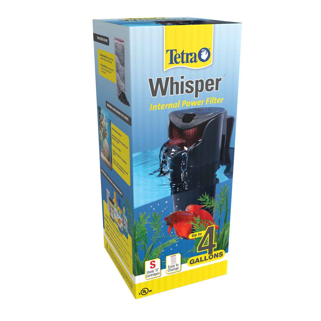 Tetra Whisper 4 Gallon Internal Power Filter, Filtration for 4 Gallon Aquariums