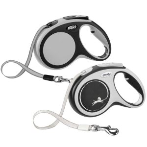 Flexi New Comfort Retractable Leash, Medium, Tape, 16 Feet, Gray, Black