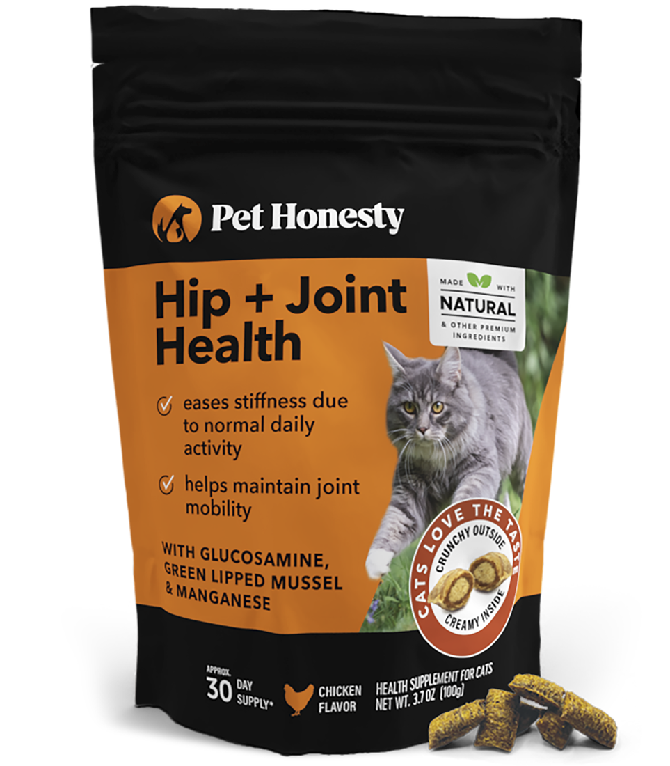 Pet Honesty Hip + Joint Health Supplements for Cats, Chicken Flavor, 30 Day Supply