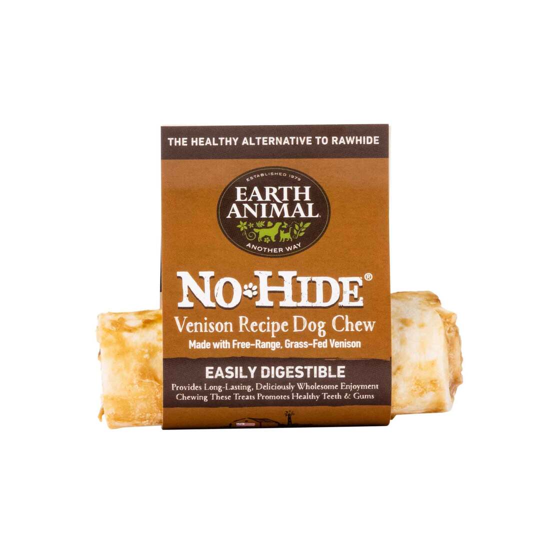 Earth Animal No-Hide Grass-Fed Venison Small Natural Rawhide Alternative Dog Chew, 1 Count