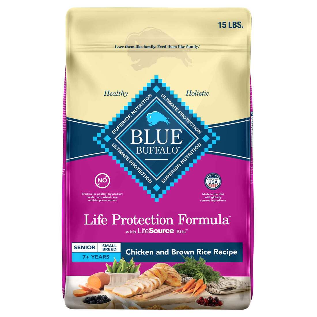 Blue Buffalo Life Protection Formula Natural Senior Small Breed Dry Dog Food, Chicken and Brown Rice