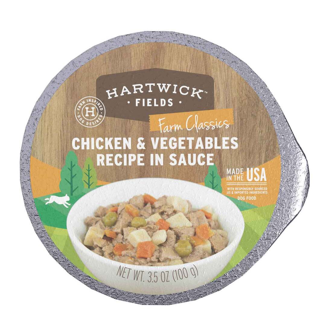Hartwick Fields Farm Classics Adult Chicken & Vegetables Recipe In Sauce Wet Dog Food, 3.5 Ounces