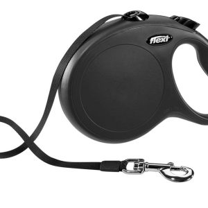 Flexi New Classic Retractable Leash, Large, Tape, 26 Feet, Black