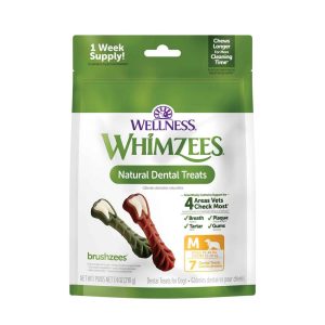 Wellness WHIMZEES Daily Brushzees Dog Dental Treats, Medium Size Stick, (7 Count)