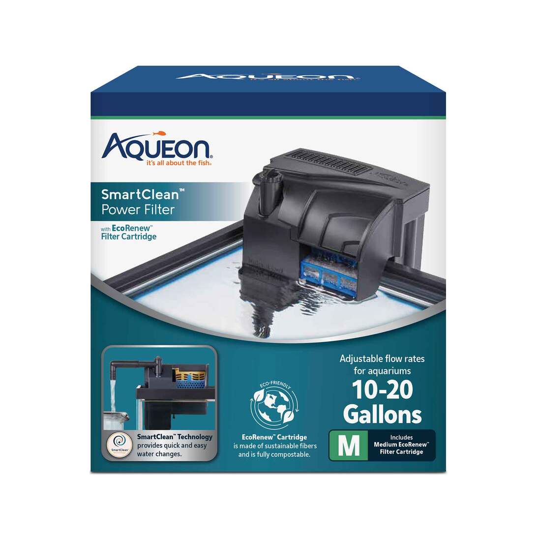 Aqueon SmartClean Power Filter with EcoRenew Filter Cartridge