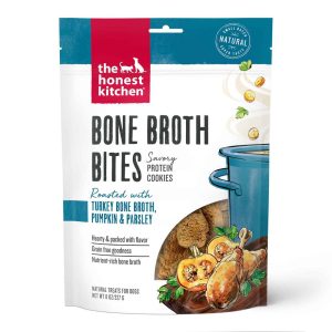 The Honest Kitchen Bone Broth Bites Dog Treats, Roasted with Turkey Bone Broth & Pumpkin, 8 Ounce Ba