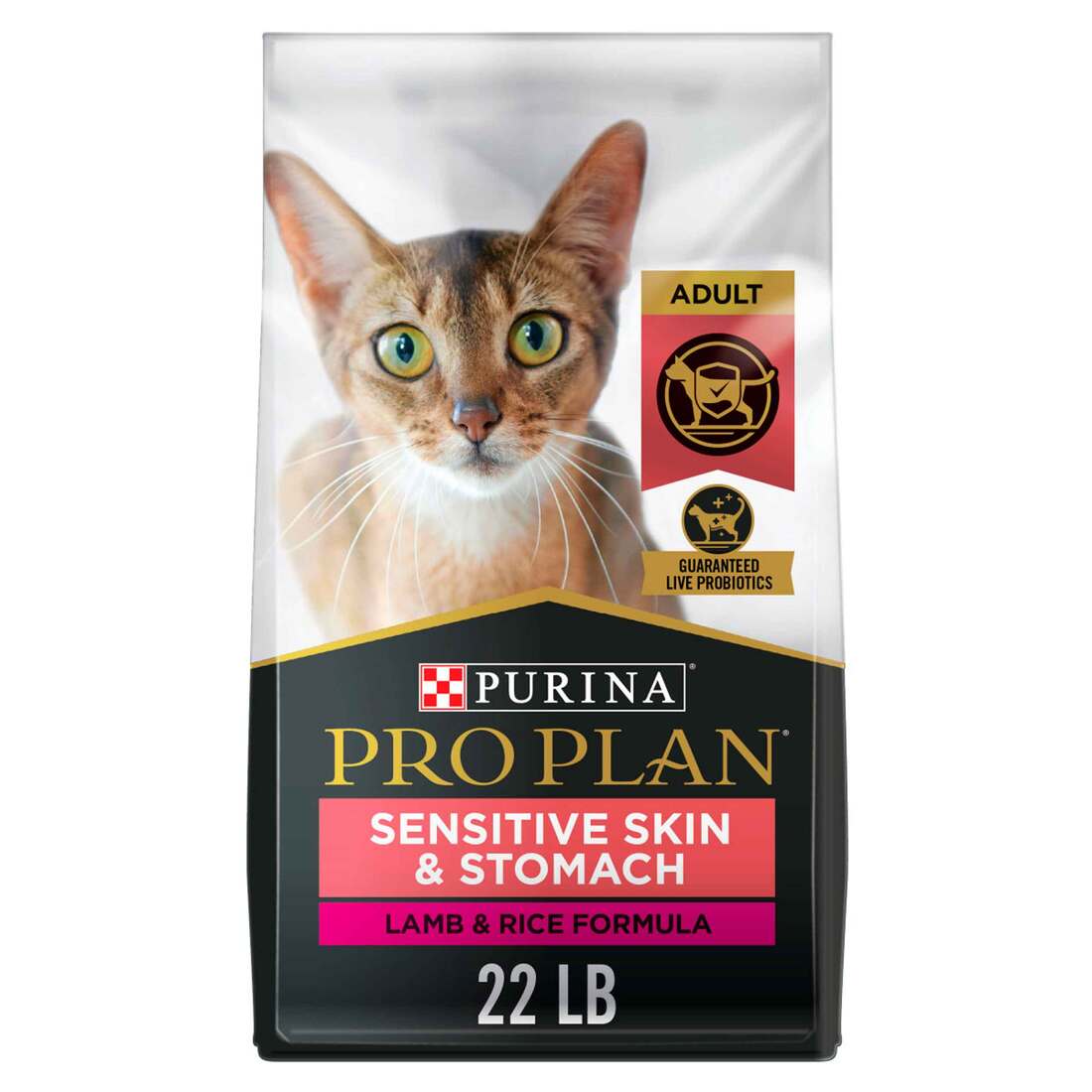 Purina Pro Plan Sensitive Skin and Stomach Cat Food, Lamb and Rice Formula - 22 Pound Bag