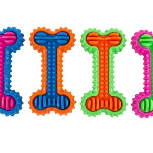 Play On Dog Toy, Rubber Bone Assorted Colors, 6 Inches