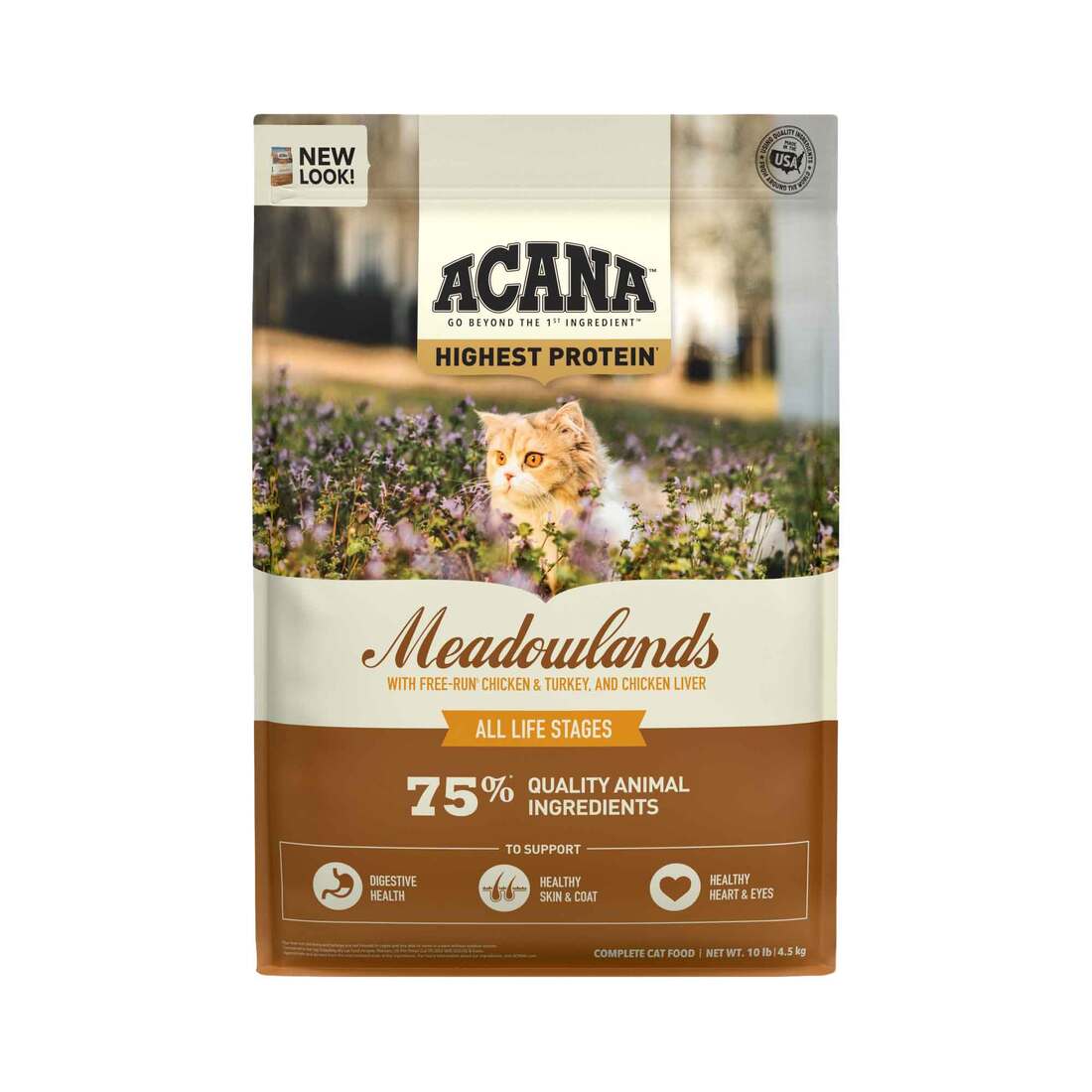 ACANA? Grain-Free Dry Cat Food, Meadowlands, Chicken, Turkey, Fish and Cage-Free Eggs, 10 Pounds