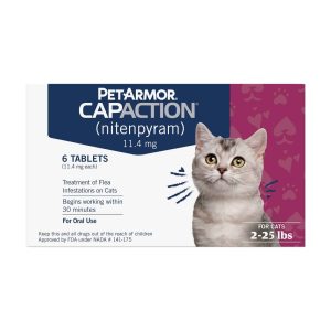CapAction Flea Tabs for Cats, 2-25 Pounds, 6 Count