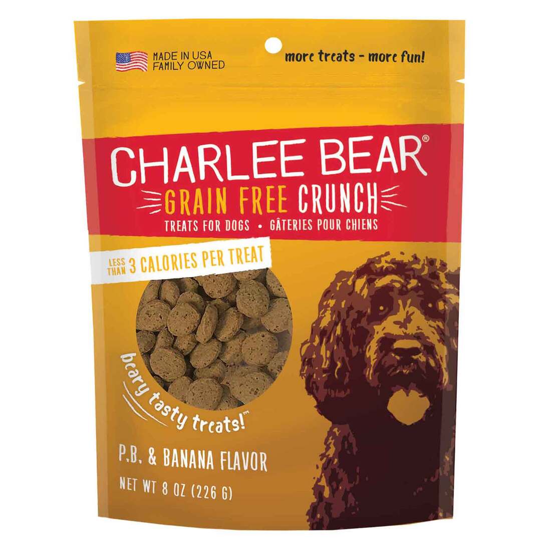 Charlee Bear Dog Treat, Peanut Butter Banana Crunch, 8 Ounces