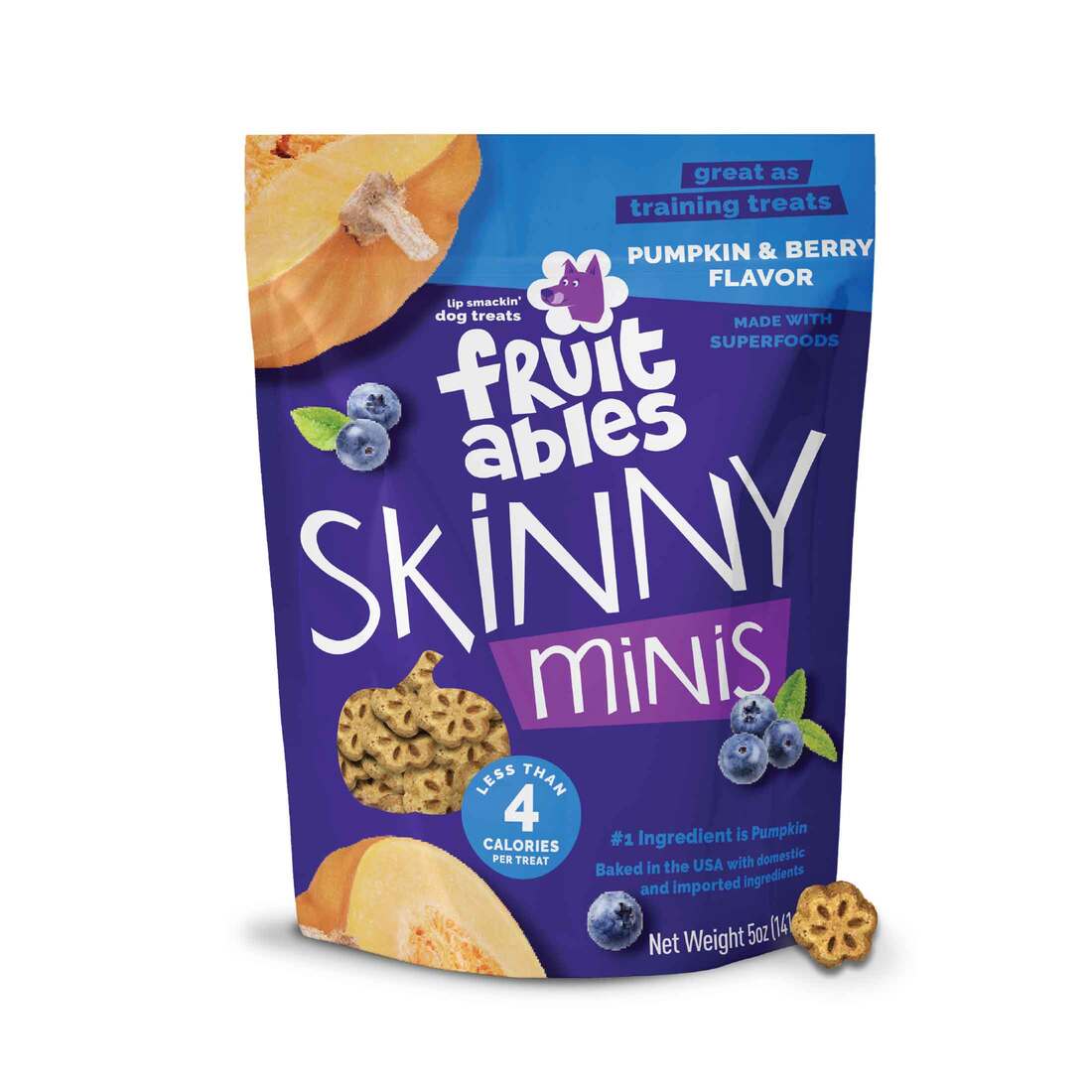 Fruitables Skinny Minis Pumpkin & Berry Flavor Soft & Chewy Dog Treats, 5 Oucnes