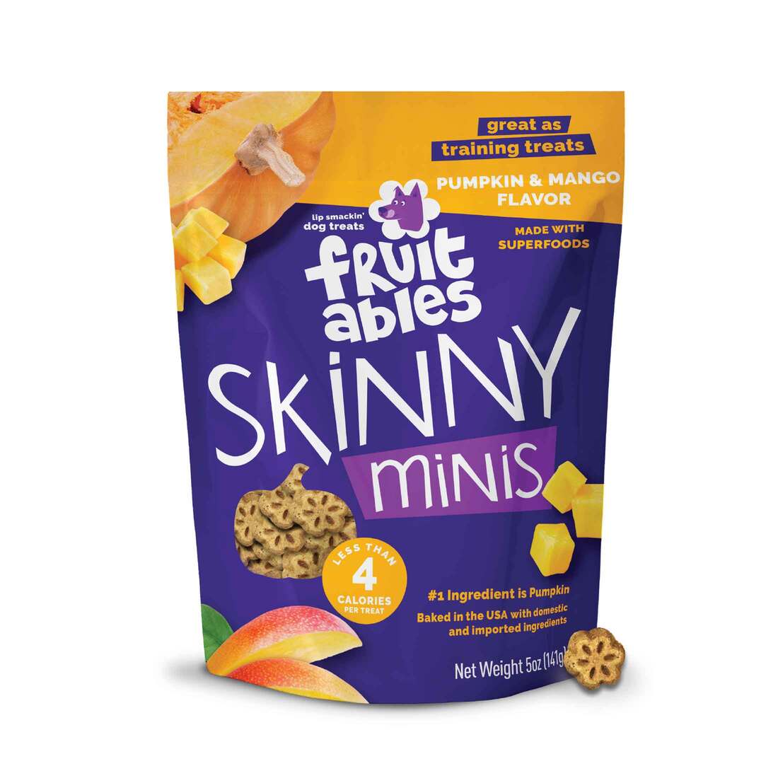Fruitables Skinny Minis Pumpkin & Mango Doft & Chewy Dog Treats, 5 Ounces