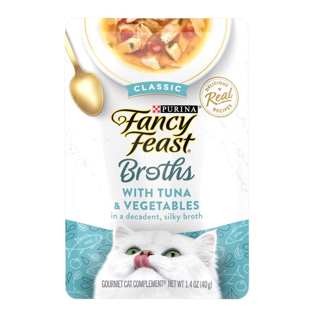 Purina Fancy Feast Lickable Wet Cat Food Broth Topper Classic Complement Tuna and Vegetable - 1.4 Ou